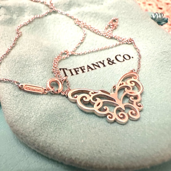 Tiffany & Co. Enchant Filigree Butterfly Pendant Necklace Sterling Silver 16" - Picture 2 of 8